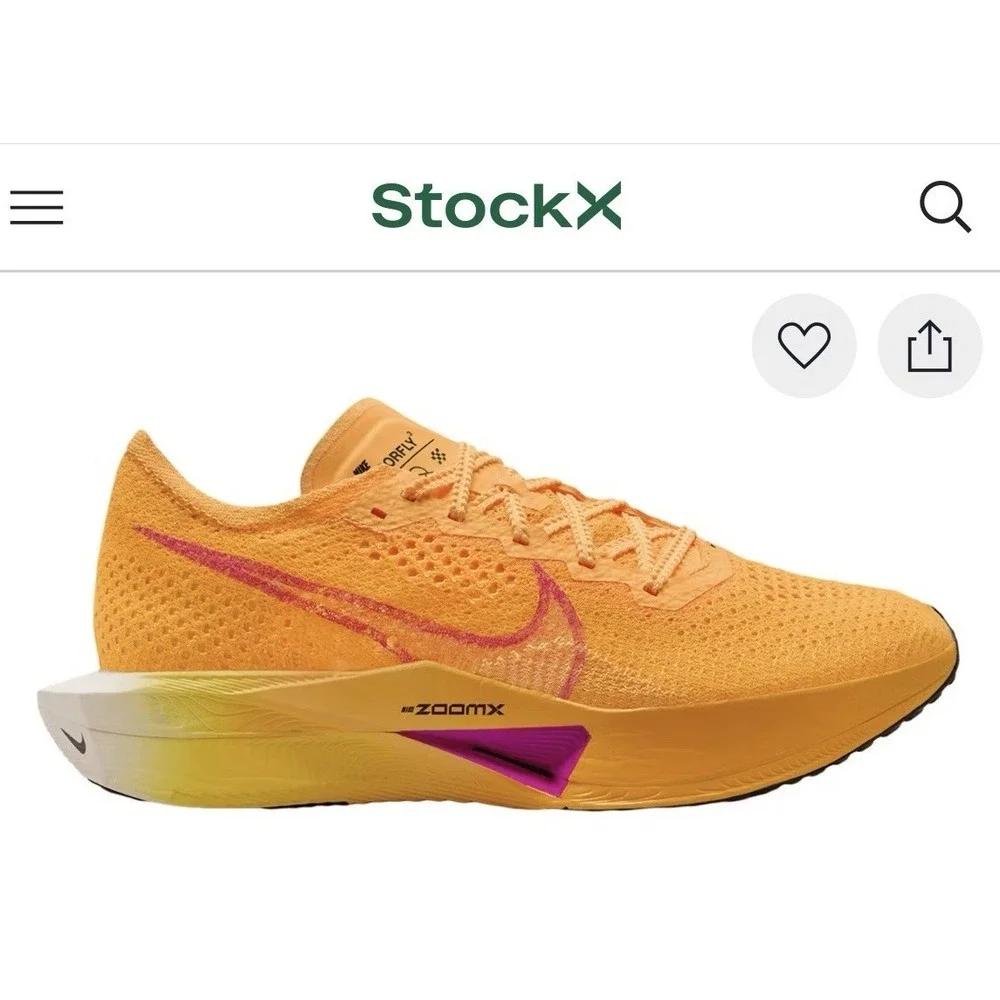 Nike ZoomX Vaporfly 3 Womens 9.5 Laser Orange Hyper Violet Carbon Racing Shoes